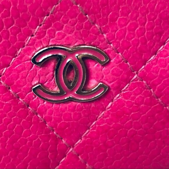 Chanel Matelasse Quilted Leather Pink Caviar Trifold Wallet CC Logo & Box/Card - Picture 3 of 13
